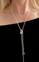 14k Orb Pools Of Light Glass Sphere Victorian Style Pearl Seed Lariat Ne... - £1,299.99 GBP