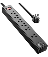 6Ft Power Strip Surge Protector -  Extension Cord with 6 AC Outlets and ... - £13.73 GBP