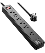 6Ft Power Strip Surge Protector -  Extension Cord with 6 AC Outlets and ... - £13.07 GBP