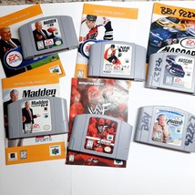 Nintendo N64 video game set lot Madden 2000 NASCAR 99 NHL WF attitude w/... - $40.00