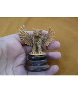 (tb-bird-20) lil flapping tan Horned Owl TAGUA NUT palm figurine Bali lo... - $957.86 MXN
