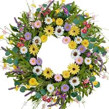 22'' Multicolor Spring Wreath - Dish of Daisies, Lavender &amp; Grapevine El... - $56.38