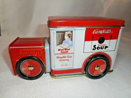 Campbells Soup Truck Tin Box Red &amp; White Soup Can 1997 Walmart Metal Art Decor - £18.07 GBP