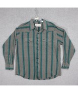 Niver Western Wear Longhorn Men&#39;s Button Up Shirt Long Sleeve Gray Strip... - £14.41 GBP