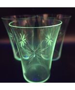 Set of 3 Mid Century Atomic Starburst Etched Juice Glasses 4” Tumblers B... - $26.98