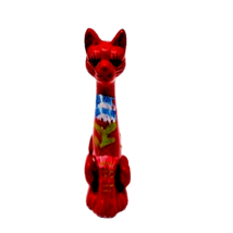 Cat Ceramic Hand Painted Figurine Long Necked Tall Made in Portugal - £17.49 GBP