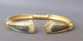 Vintage Clamper Bracelet Kenneth Jay Lane Avon 1980s Charcoal Enamel Rhi... - £23.42 GBP