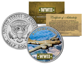 World War Ii B-17 Flying Fortress Colorized Jfk Half Dollar Coin Boeing Bomber - £6.83 GBP