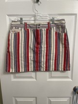 Tommy Hilfiger Women’s Striped Red Blue Cream Skirt Size 14 Patriotic USA - $11.30