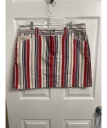 Tommy Hilfiger Women’s Striped Red Blue Cream Skirt Size 14 Patriotic USA - £8.88 GBP