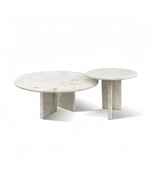 Luxury Snow Mountain White Marble Coffee Table Set w/ Metal Base - $33,262.83 MXN