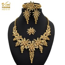 Jewelery Set For Women Necklace Arabic Juwellery Women Gold Plated Wedding Ring  - £25.99 GBP
