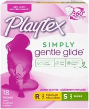 Playtex Simply Gentle Glide 18 Count 9 Regular And 9 Super - $9.95