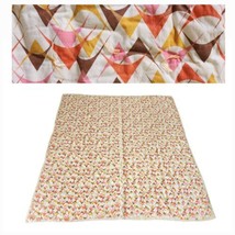 Vintage Mid Century Atomic Cosmic Print Bedspread Quilt Pink, Yellow 64&quot;... - £183.00 GBP