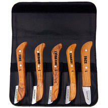 Aaronco Left Hand Stripper Stripping Carding Knives 5 Knife Set&amp;Case Dog Groomer - £103.53 GBP