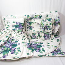 Waverly Sweet Violets Floral Custom 3-PC Twin Scallop Quilt Sham Bed-Skirt Set(s - £140.22 GBP