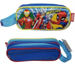 Marvel Superhero 9in x 4in 3D Triple Zipper Pencil Pen Case Pouch Bag, 1Pc. - £8.67 GBP