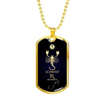 Scorpio Constellation Horoscope Zodiac Necklace 18k Gold Stainless Steel Dog Ta - £44.79 GBP+
