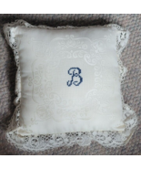 Decorative Throw Pillow Needlepoint &quot;B&quot; White/Ivory Lace Gift Living Roo... - £31.59 GBP