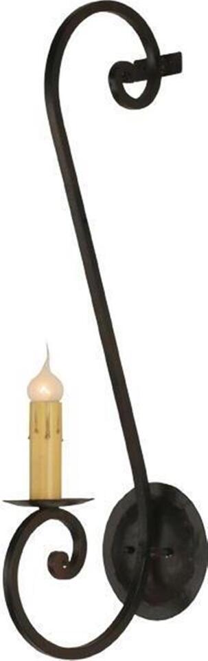 Candle Sconce Italian Scroll Large Hand-Crafted Dark Bronze Wrought Iron 1-Light - £298.06 GBP