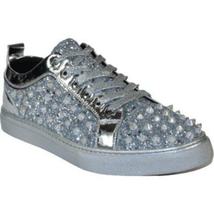Mens Fancy Shoes By FIESSO AURELIO GARCIA, Spikes Rhine stones 2413 Silver image 3