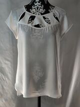 Ro &amp; De Sheer Cut Out White Short Sleeve Top Women&#39;s Size Small - €11,94 EUR