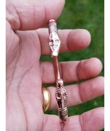 Pure copper brass twisted hindu sikh adjustable lion head healing kara b... - £16.87 GBP
