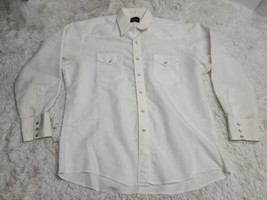 Wrangler Shirt Men's XL Authentic Western Wear Pearl Snap Cowboy Rodeo White VTG - $12.96