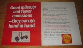 1971 Shell Gasoline Ad - Good mileage and fewer emissions - $18.49