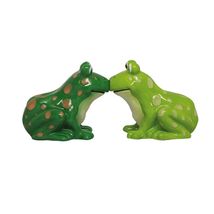 Pacific Trading Green Kissing Frogs Ceramic Salt and Pepper Shaker Set 2... - $17.80