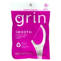 GRIN Smooth Gentle Minty 60 Count Flossers Pink Bag W Pink Flosser Head ... - £4.88 GBP