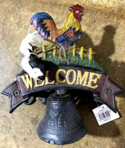 Door Bell: Welcome Painted Rooster W/BELL Heavy Metal: New!! - £14.35 GBP