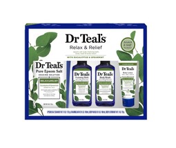 Dr Teal&#39;s Relax &amp; Relief Eucalyptus &amp; Spearmint Epsom Salt 11oz &amp; Foamin... - £27.17 GBP