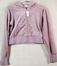 Gap Teen Hoodie Girls Size 10 Purple Velour Cotton Long Sleeve Pockets F... - $19.69