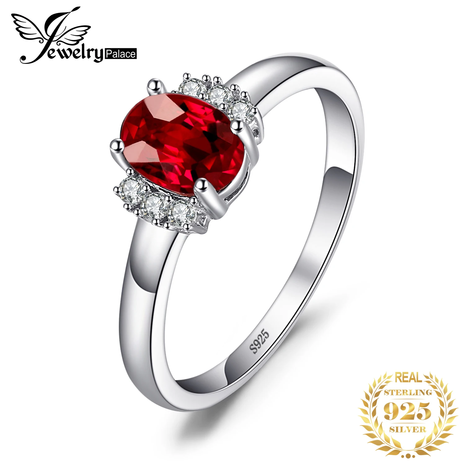 Oval Red Natural Red Garnet 925 Sterling Silver Rings for Women Fashion Engageme - £17.88 GBP