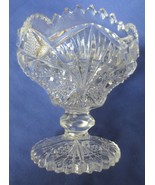 Vtg Imperial Glass Co Giftware Sar &amp; Fan Nucut Footed Compote open jam/j... - $15.00