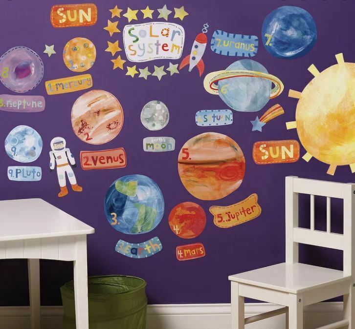 NOB Wallies Wall Play Solar System Space Astronaut Sun Stars Peel & Stick Decor - $14.84