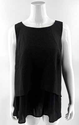 Alfani Womens Tunic Top Size 16 Layered Black Textured Back Zip Sleeveless Item image 6