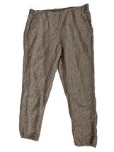 J Jill Love Linen Brown Pants Size Medium (33x28) High Rise Tapered Leg - $24.72