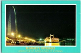 Aerial View Postcard Mcdonald&#39;s Riverboat Floating on Levee St Louis, Missouri - £7.68 GBP