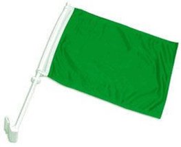 AES (2 Pack) Solid Green 2ply Car Window Vehicle 12x18 12&quot;x18&quot; Flag Fade Resista - £7.98 GBP