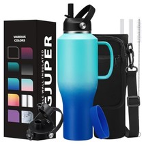 40 Oz Insulated Tumbler With Handle - Stainless Steel Water Bottles With Straw &amp; - £49.36 GBP