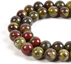 10 Dragon Blood Jasper Gemstone Beads 6mm Green Natural Jewelry Making Supplies - £5.67 GBP