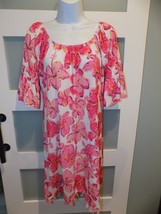 Simply Southern Pink Hibiscus Off-Shoulder Dress W/ Tassels Size M Women... - $24.00