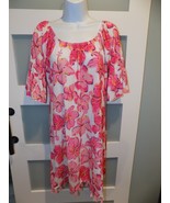Simply Southern Pink Hibiscus Off-Shoulder Dress W/ Tassels Size M Women... - $31.32 CAD