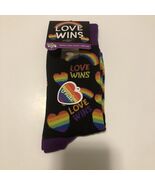 Main And Local LOVE WINS Rainbows &amp; Rainbow Hearts Pride UNISEX Socks NEW - $12.97 CAD