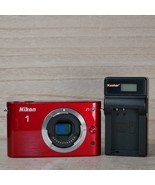 Nikon 1 J1 10.1MP Mirrorless Digital Camera Body Red *TESTED* Shutter 19... - $64.34