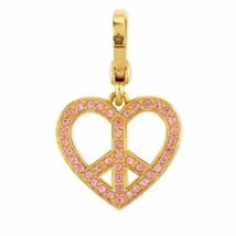 Juicy Couture Charm Heart Pink Pave Peace Sign Goldtone New Original Labeled Box - £132.74 GBP