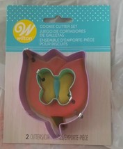 Flower with Mini Butterfly Metal Cookie Cutter 2 Pc Set Wilton - $5.14
