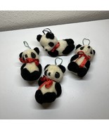 Lot Of 4 Vintage Mohair Plush Panda Bear Christmas Decor Ornaments 3.5” - $1,406.82 MXN